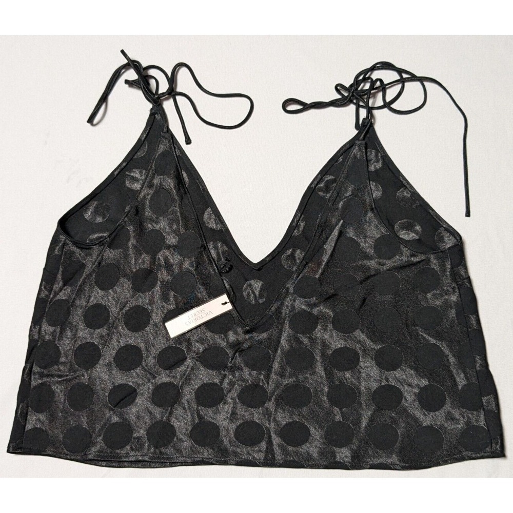 Victoria Secret Black Polka Dot Cami Top - Women Medium NEW